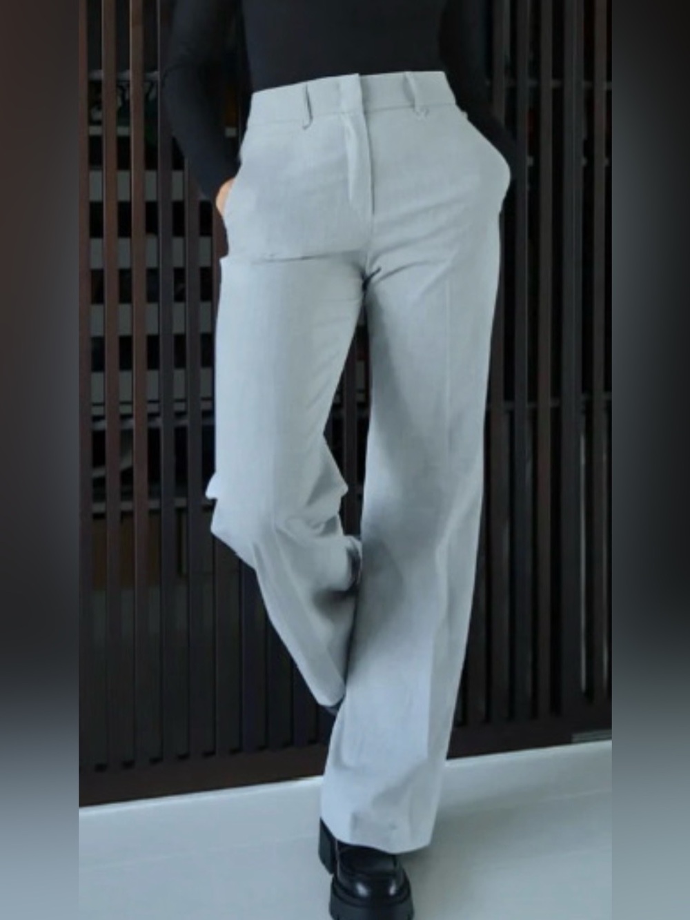 Pale Gray RAFFAELLO ROSSI Straight Leg Trousers/: Size EU 36 (US S= 4/6)